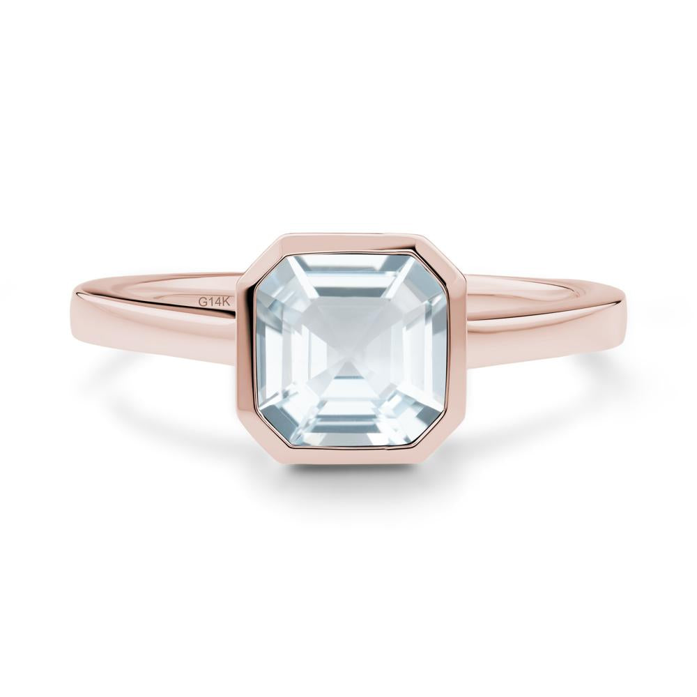 Aquamarine Asscher Bezel Ring - LUO Jewelry #metal_14k rose gold