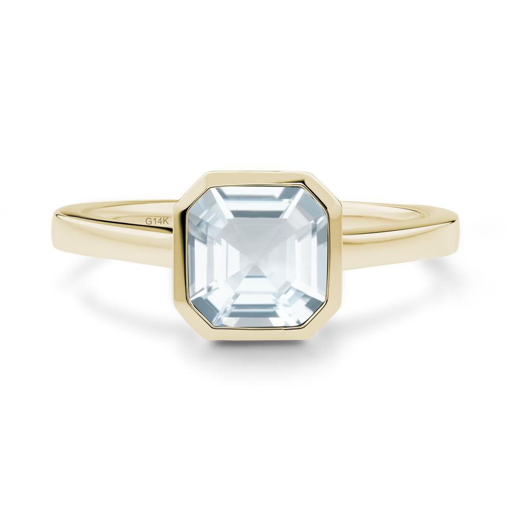 Aquamarine Asscher Bezel Ring - LUO Jewelry #metal_14k yellow gold