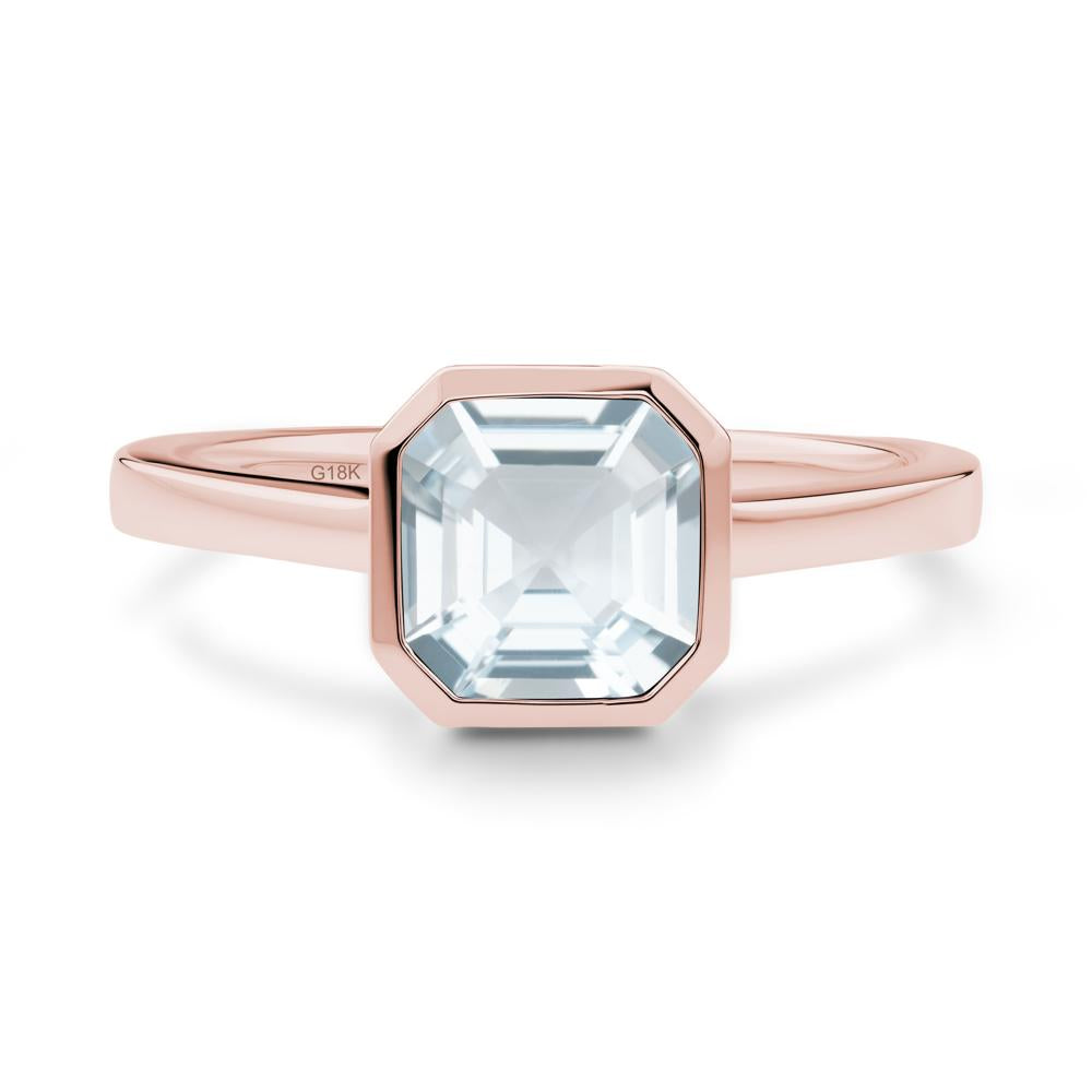 Aquamarine Asscher Bezel Ring - LUO Jewelry #metal_18k rose gold