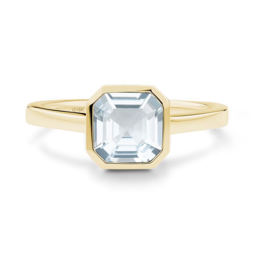 Aquamarine Asscher Bezel Ring - LUO Jewelry #metal_18k yellow gold