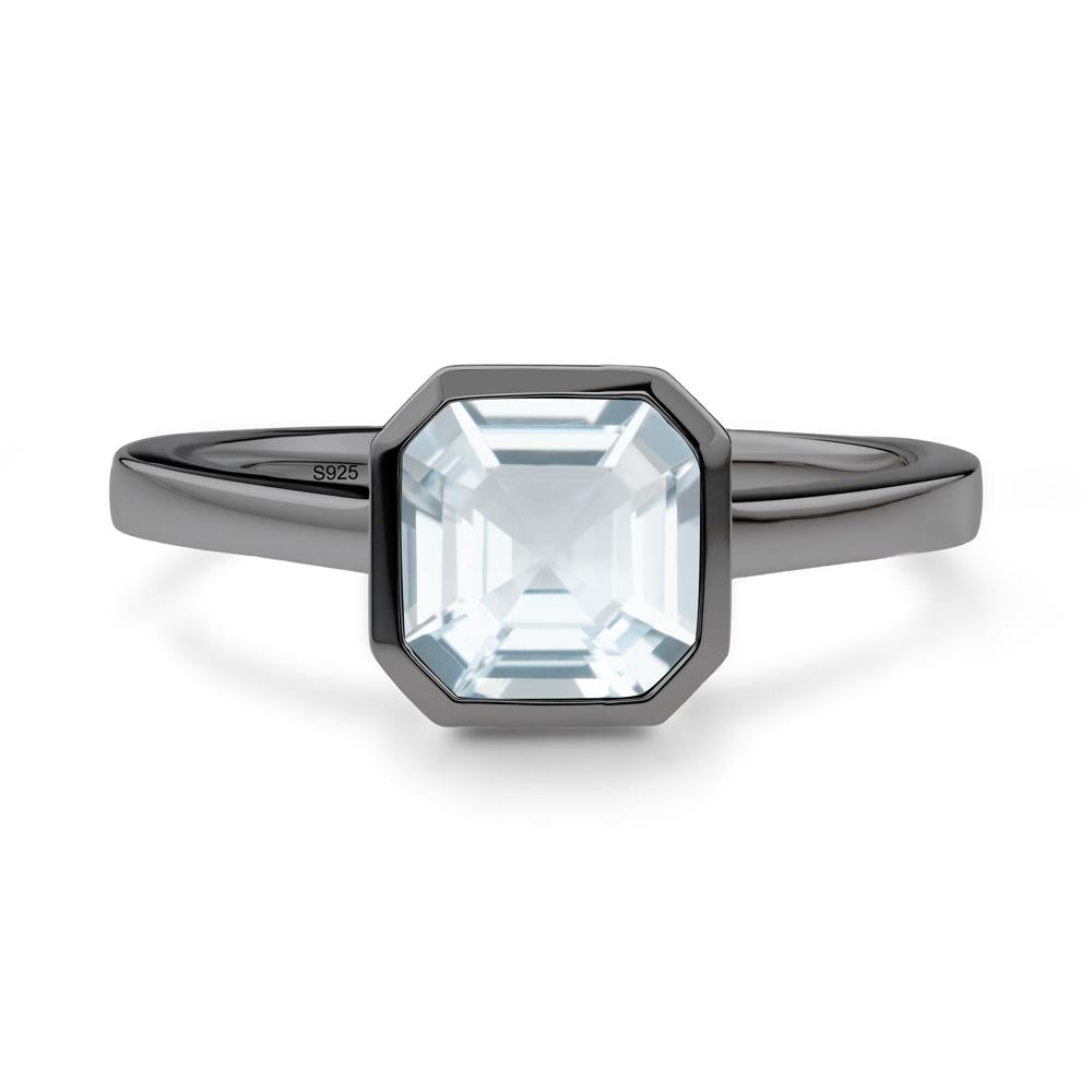 Aquamarine Asscher Bezel Ring - LUO Jewelry #metal_black finish sterling silver