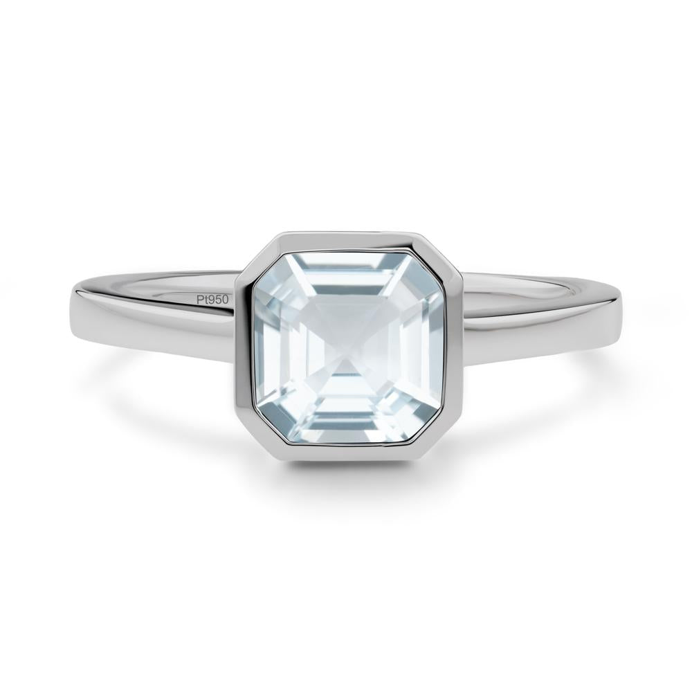 Aquamarine Asscher Bezel Ring - LUO Jewelry #metal_platinum