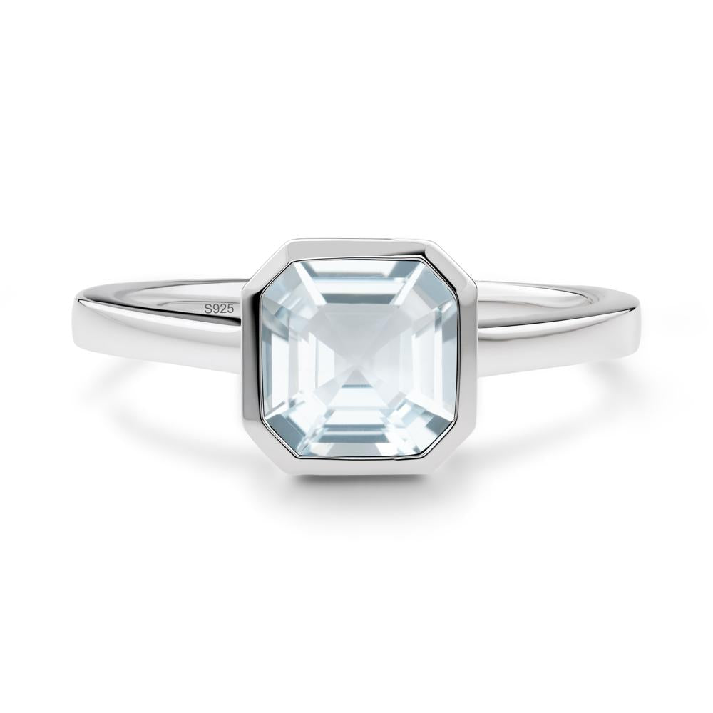 Aquamarine Asscher Bezel Ring - LUO Jewelry #metal_sterling silver