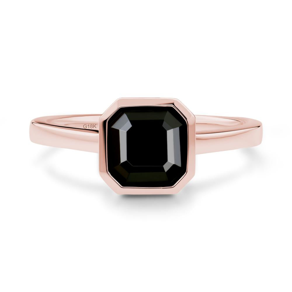 Black Spinel Asscher Bezel Ring - LUO Jewelry #metal_18k rose gold