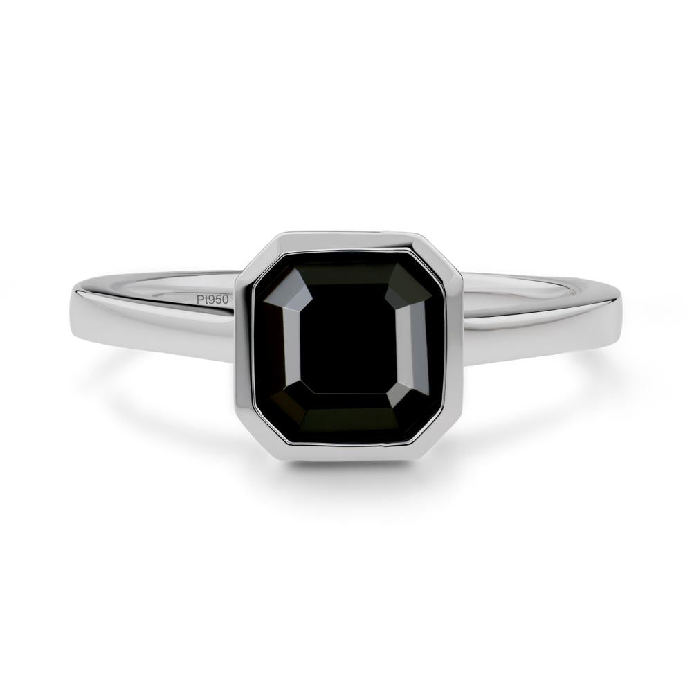 Black Spinel Asscher Bezel Ring - LUO Jewelry #metal_platinum