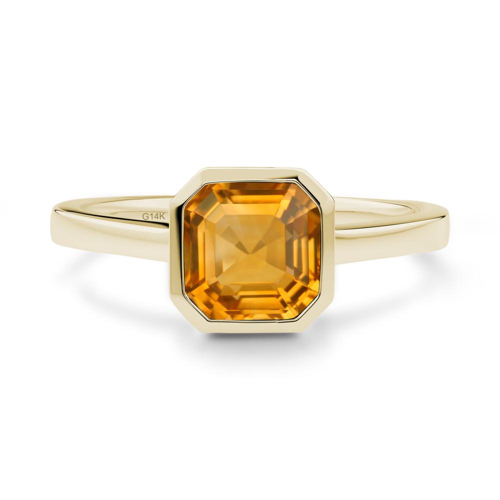 Citrine Asscher Bezel Ring - LUO Jewelry #metal_14k yellow gold
