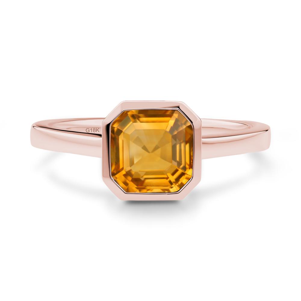 Citrine Asscher Bezel Ring - LUO Jewelry #metal_18k rose gold