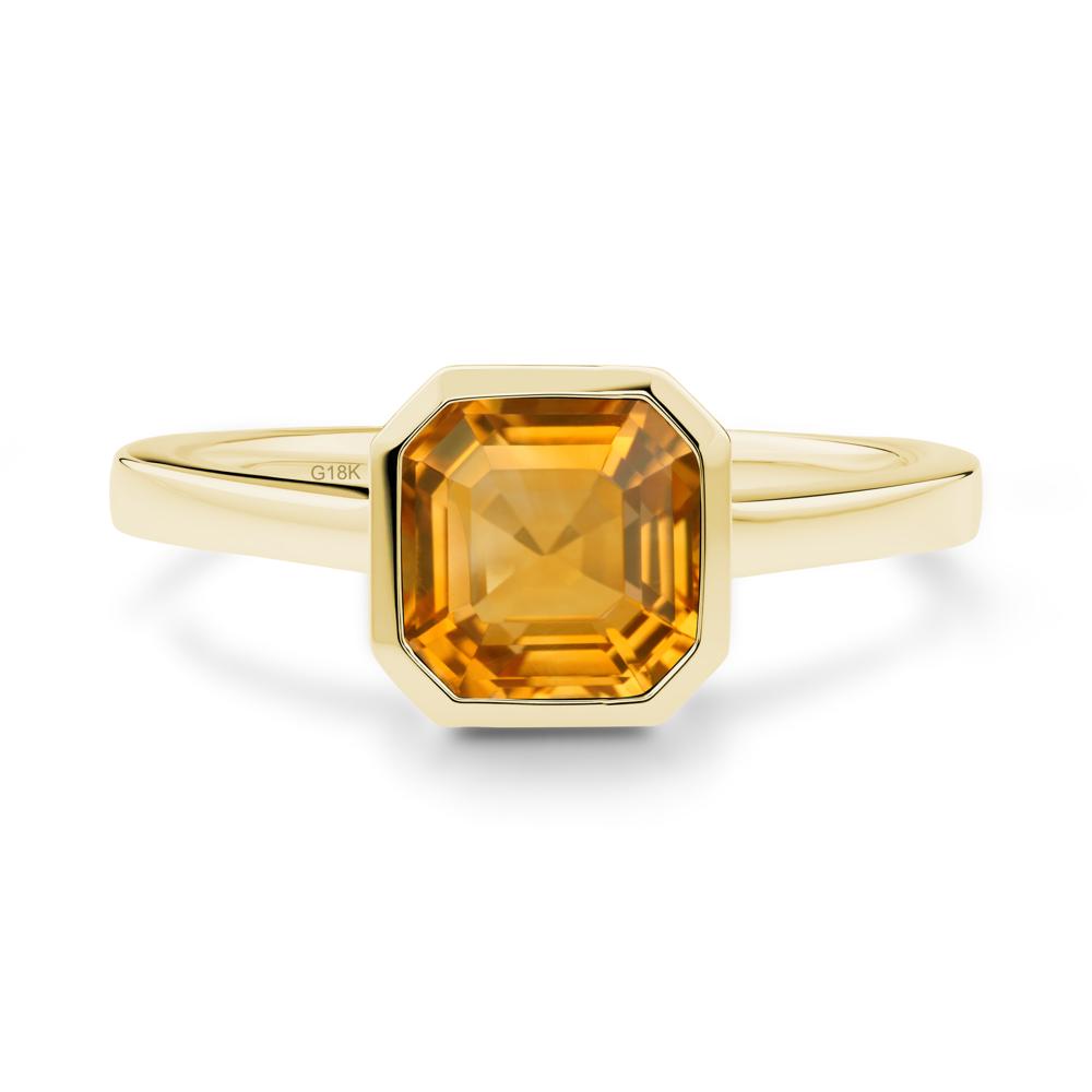 Citrine Asscher Bezel Ring - LUO Jewelry #metal_18k yellow gold