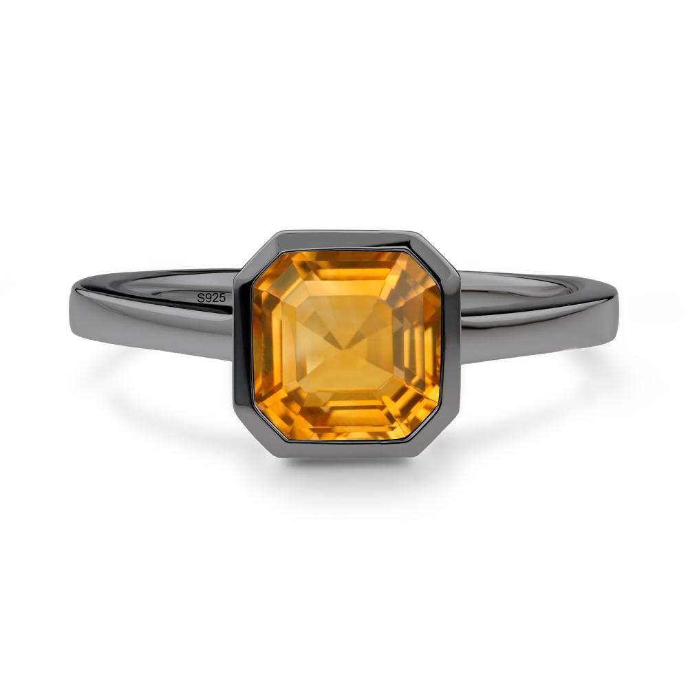 Citrine Asscher Bezel Ring - LUO Jewelry #metal_black finish sterling silver