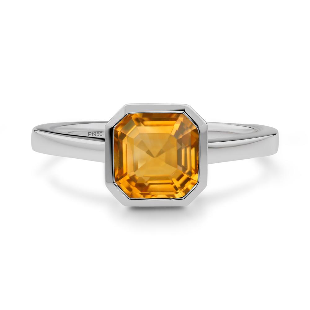 Citrine Asscher Bezel Ring - LUO Jewelry #metal_platinum