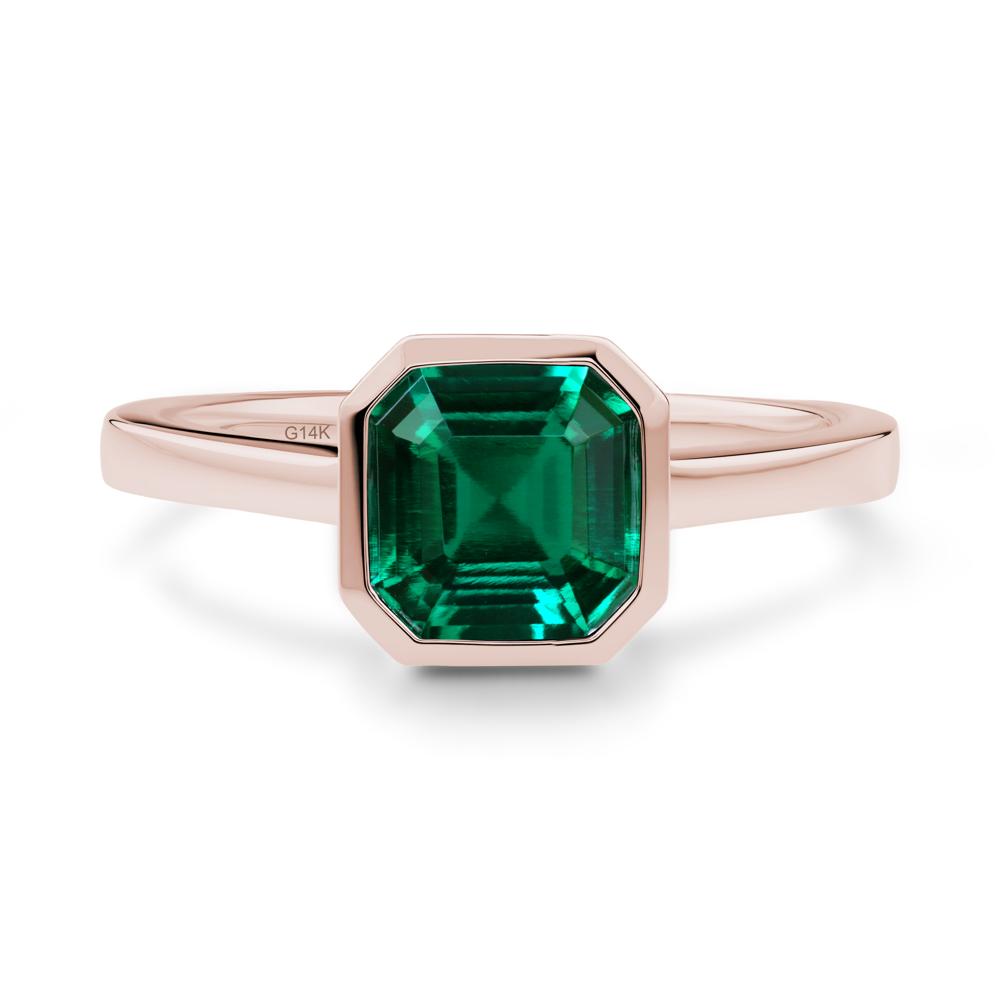 Asscher Cut Emerald Engagement Ring - LUO Jewelry #metal_14k rose gold