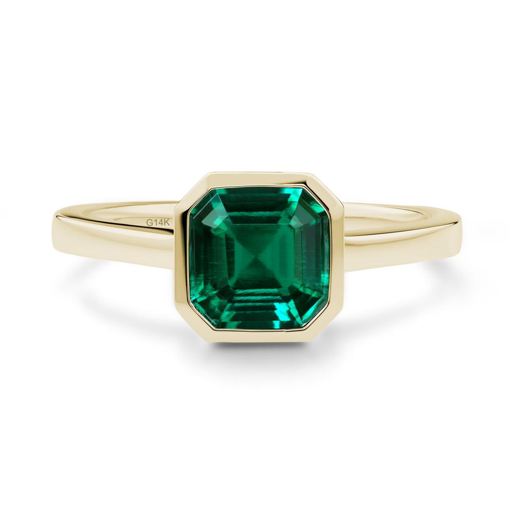 Asscher Cut Emerald Engagement Ring - LUO Jewelry #metal_14k yellow gold