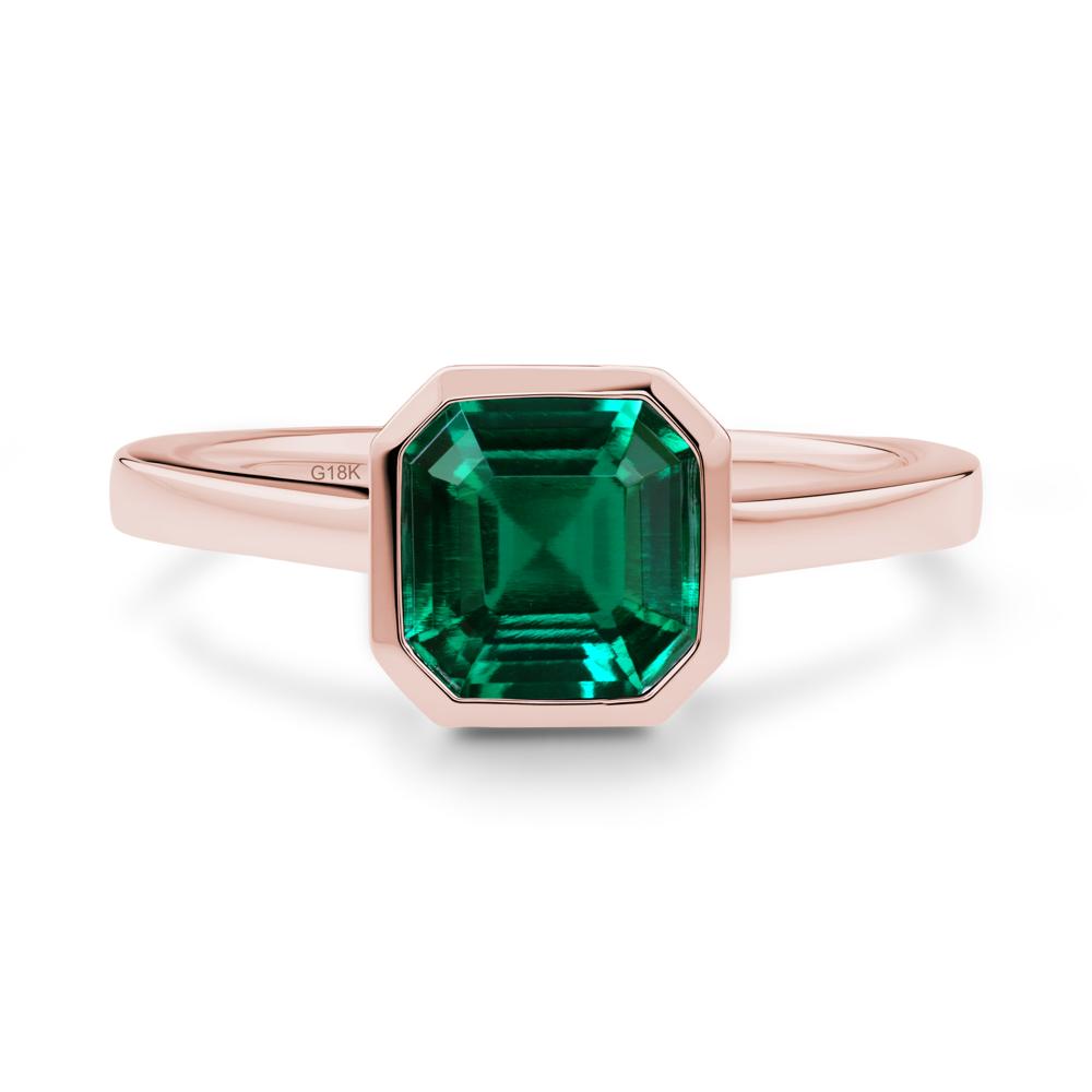 Asscher Cut Emerald Engagement Ring - LUO Jewelry #metal_18k rose gold
