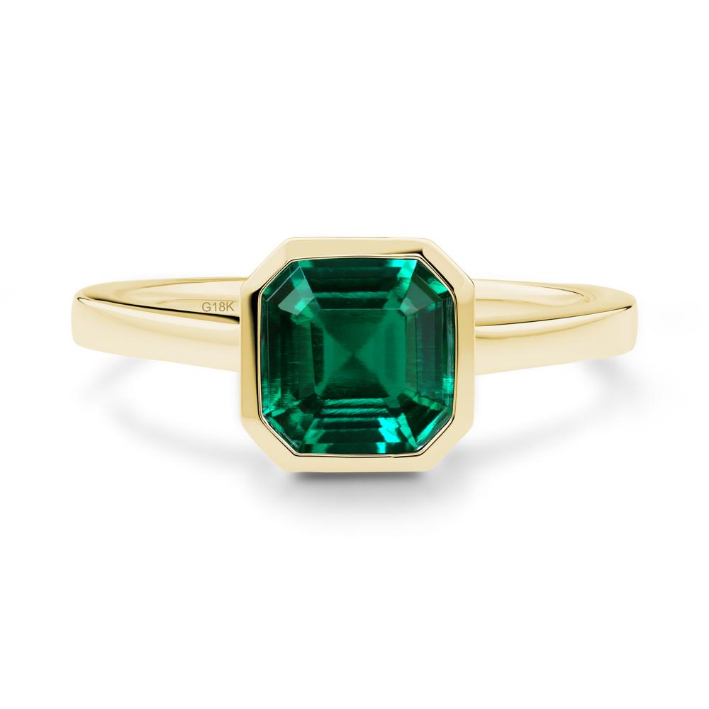 Asscher Cut Emerald Engagement Ring - LUO Jewelry #metal_18k yellow gold