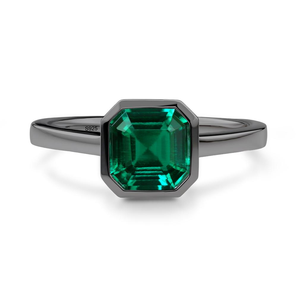 Asscher Cut Emerald Engagement Ring - LUO Jewelry #metal_black finish sterling silver