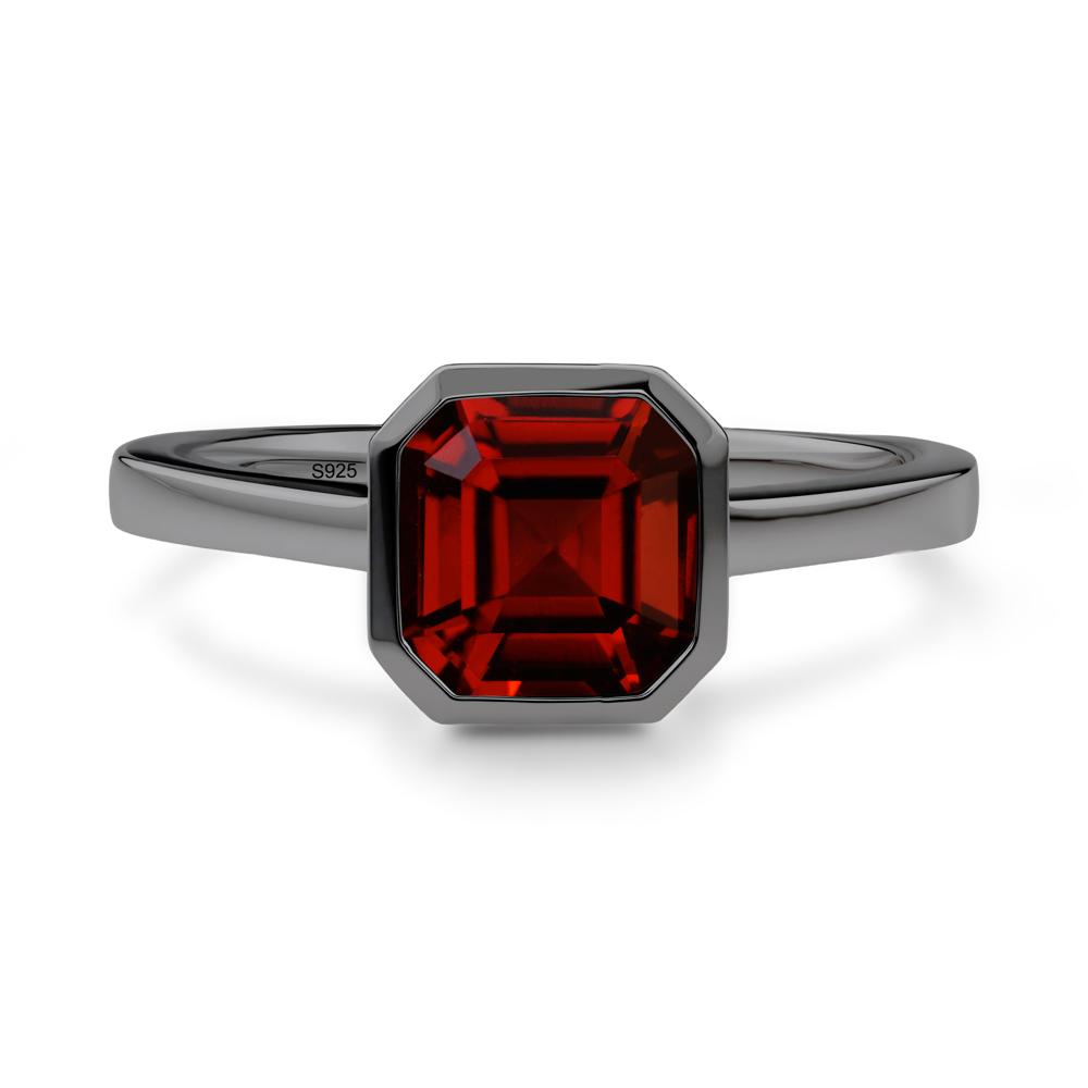 Asscher Cut Garnet Engagement Ring - LUO Jewelry #metal_black finish sterling silver