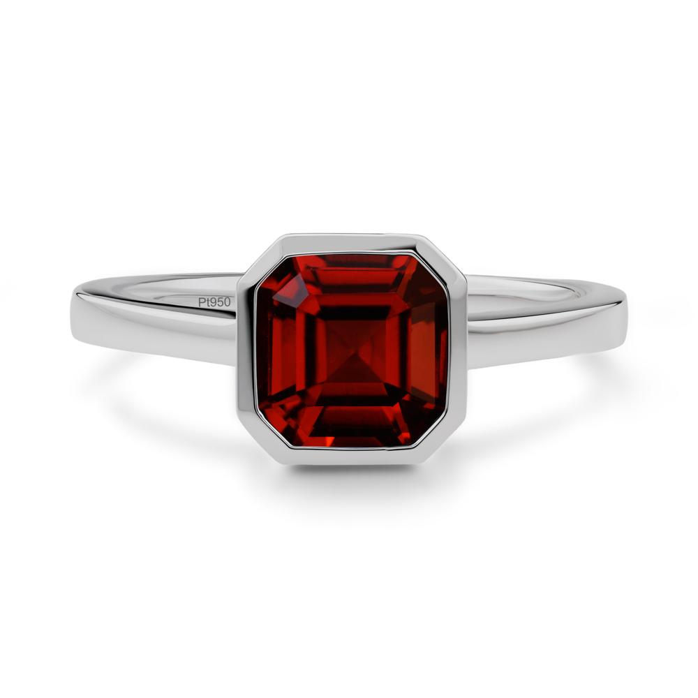 Asscher Cut Garnet Engagement Ring - LUO Jewelry #metal_platinum