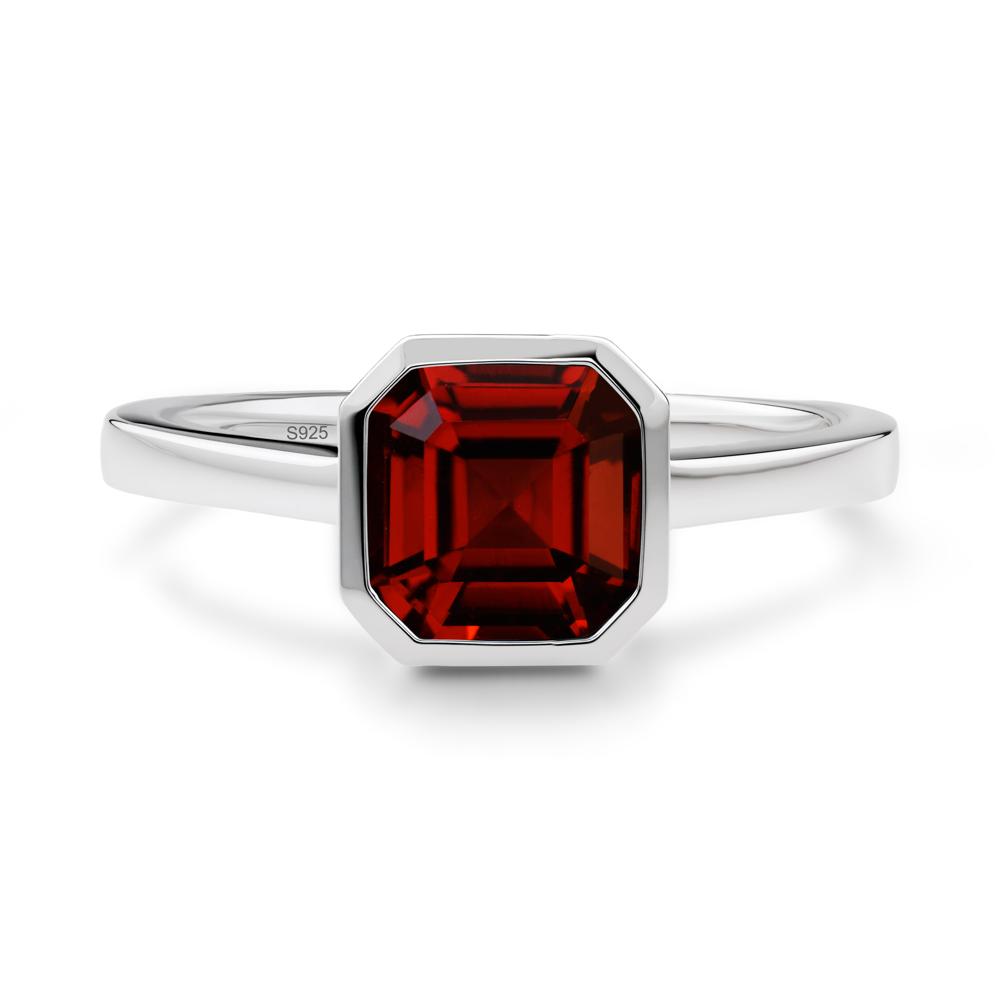 Asscher Cut Garnet Engagement Ring - LUO Jewelry #metal_sterling silver