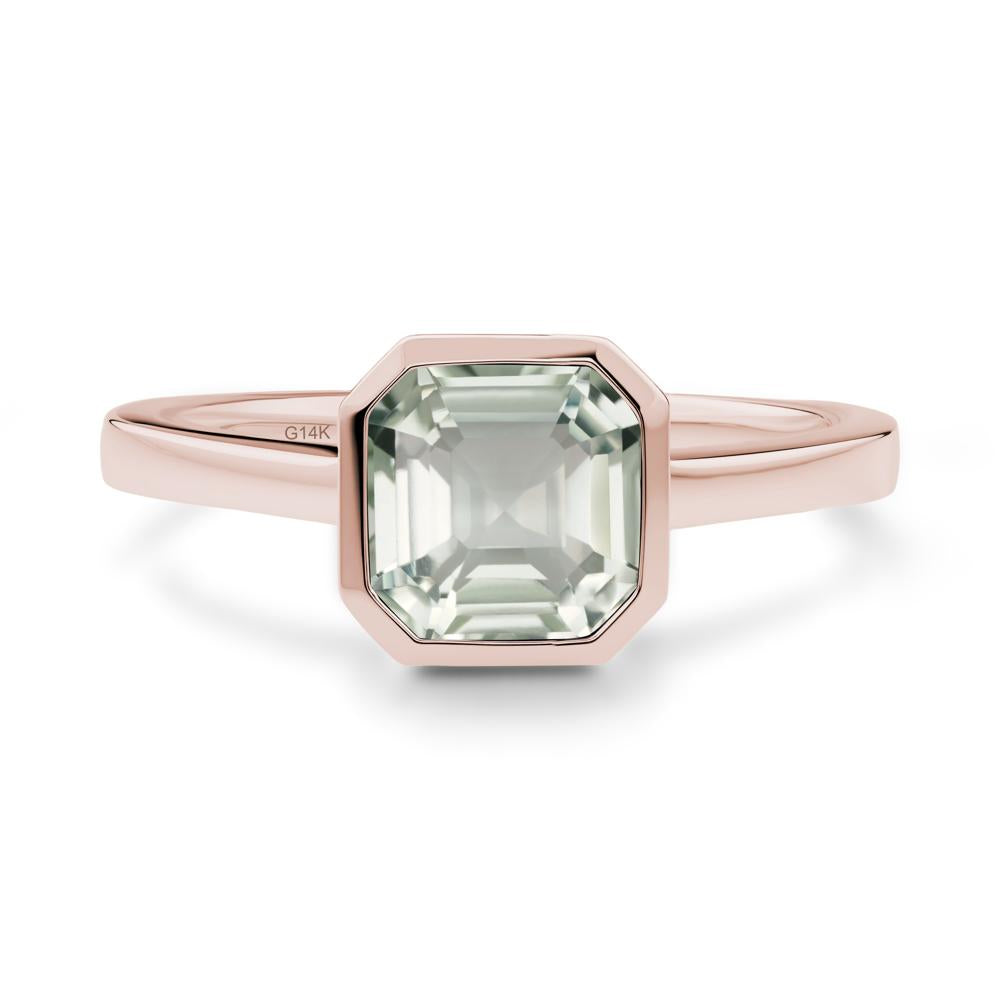 Asscher Cut Green Amethyst Engagement Ring - LUO Jewelry #metal_14k rose gold