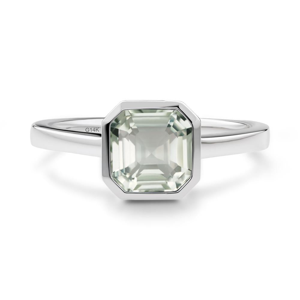 Asscher Cut Green Amethyst Engagement Ring - LUO Jewelry #metal_14k white gold