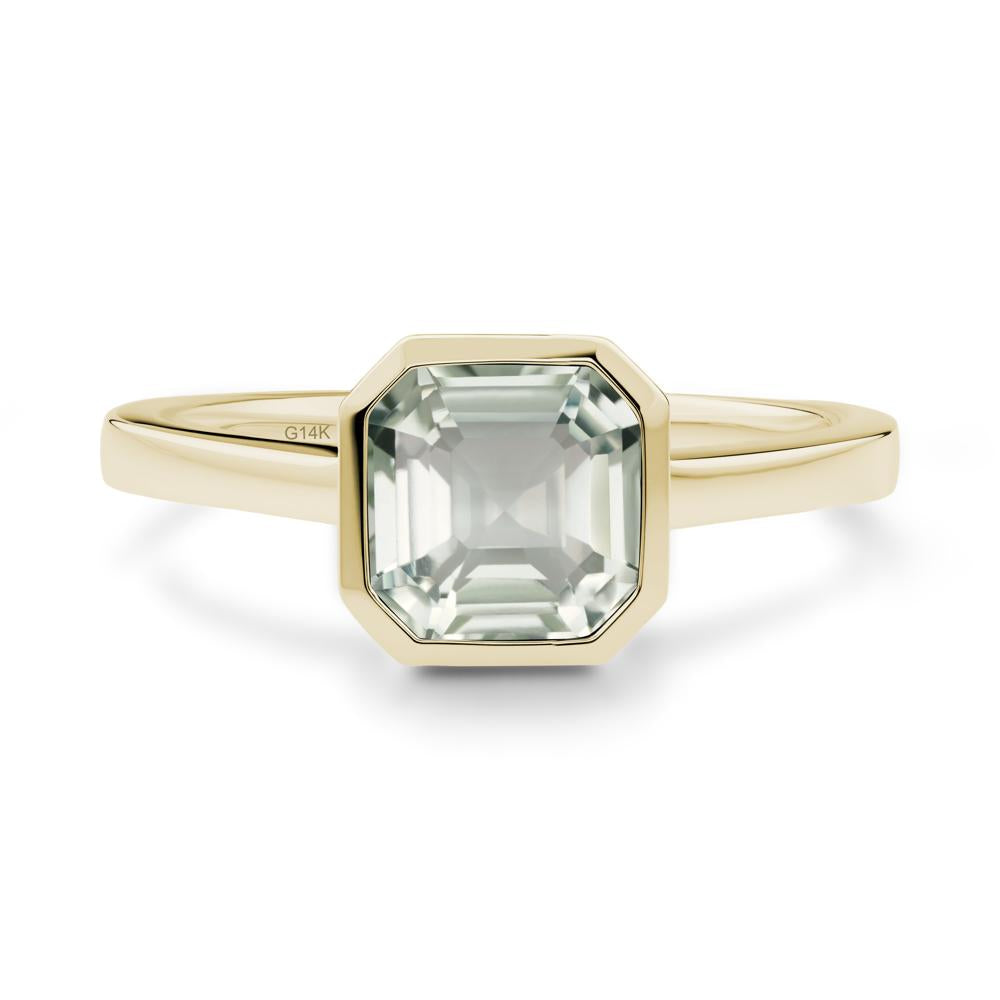Asscher Cut Green Amethyst Engagement Ring - LUO Jewelry #metal_14k yellow gold