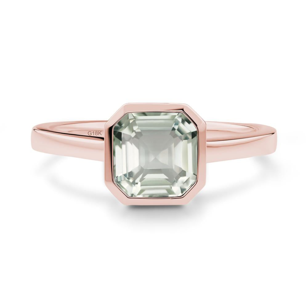 Asscher Cut Green Amethyst Engagement Ring - LUO Jewelry #metal_18k rose gold