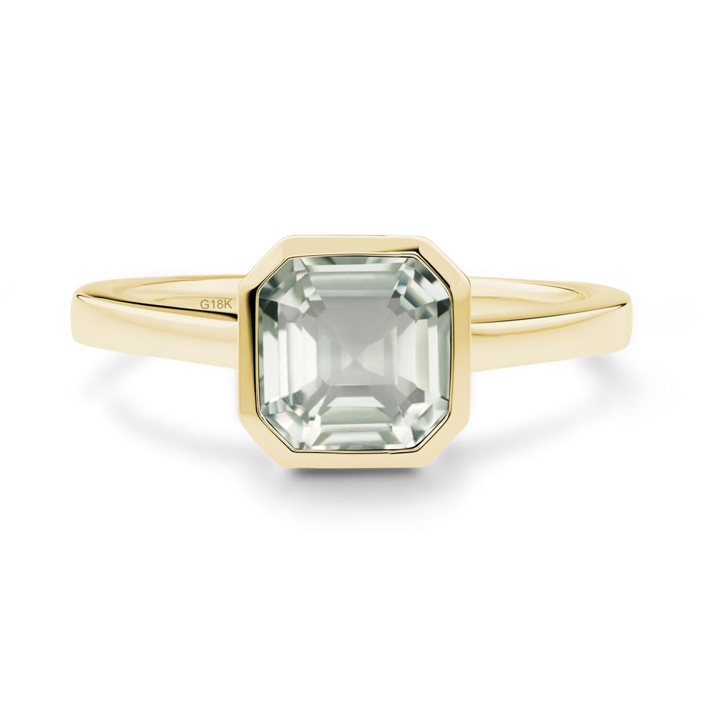Asscher Cut Green Amethyst Engagement Ring - LUO Jewelry #metal_18k yellow gold