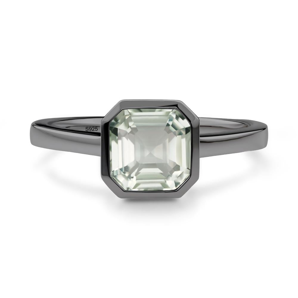 Asscher Cut Green Amethyst Engagement Ring - LUO Jewelry #metal_black finish sterling silver
