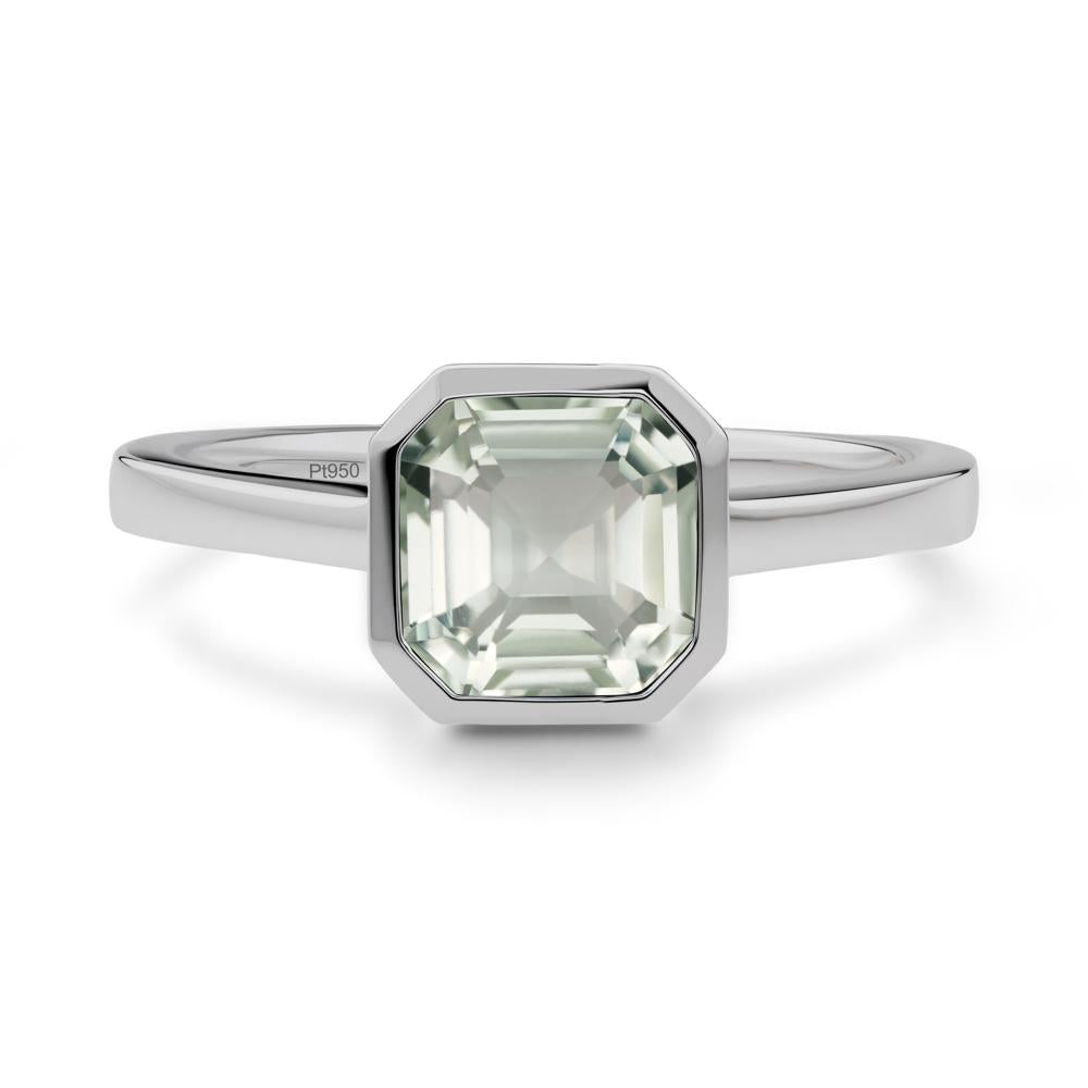 Asscher Cut Green Amethyst Engagement Ring - LUO Jewelry #metal_platinum