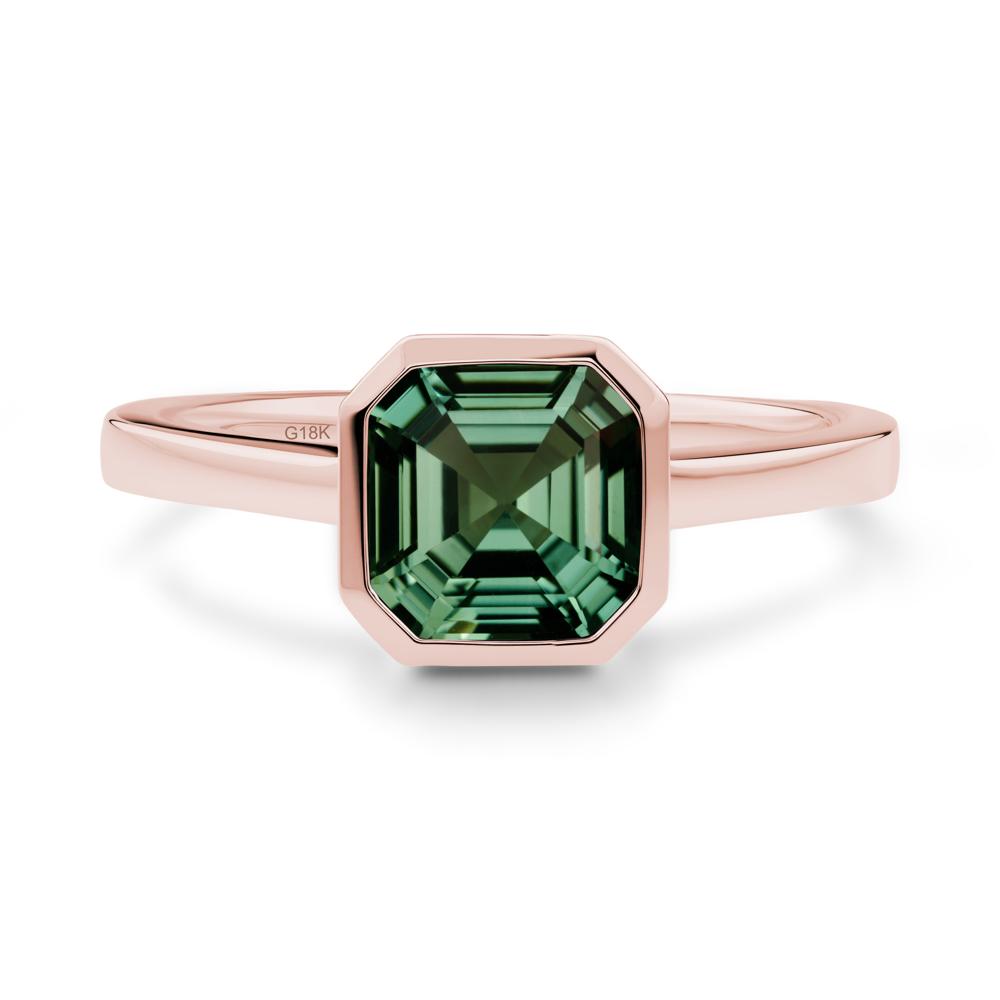 Green Sapphire Asscher Bezel Ring - LUO Jewelry #metal_18k rose gold