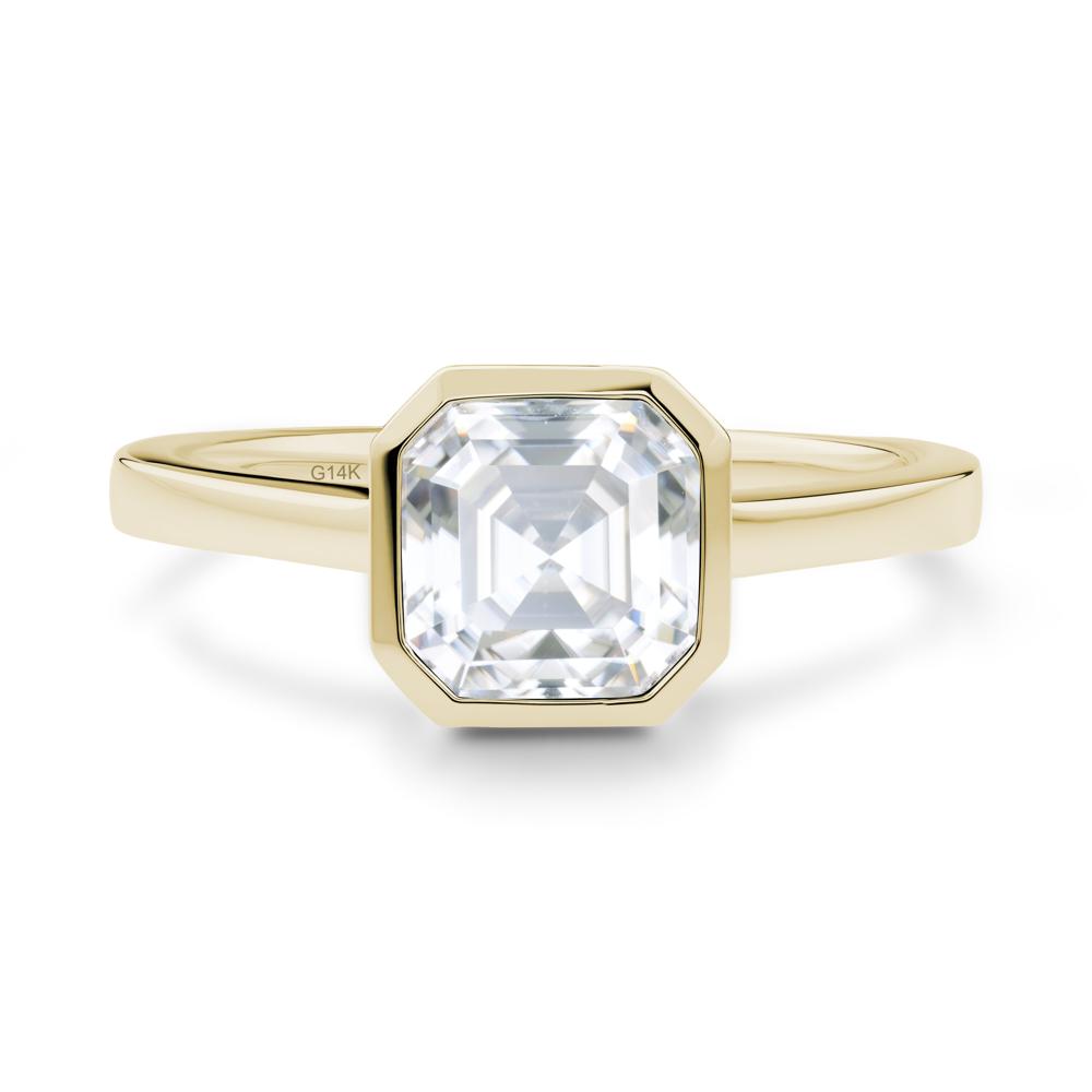 Asscher Cut Moissanite Engagement Ring - LUO Jewelry #metal_14k yellow gold