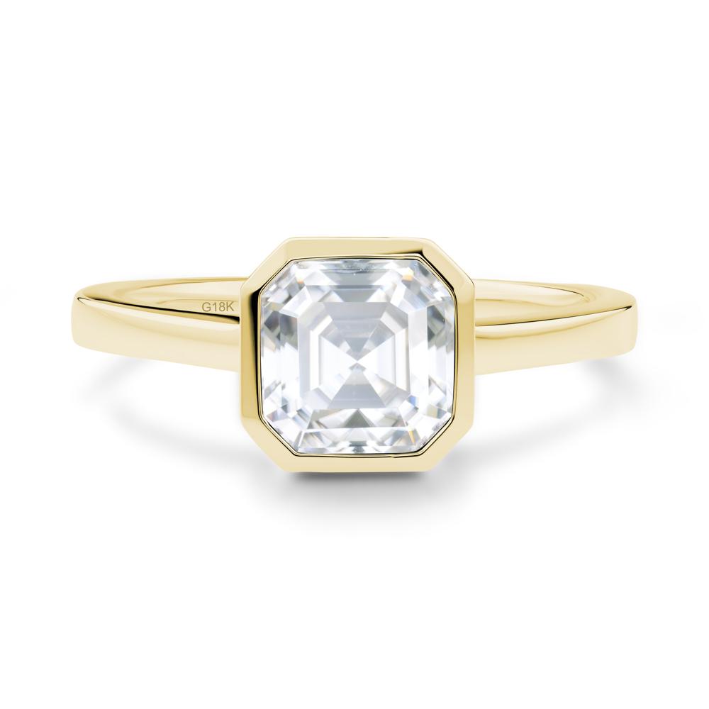 Asscher Cut Moissanite Engagement Ring - LUO Jewelry #metal_18k yellow gold
