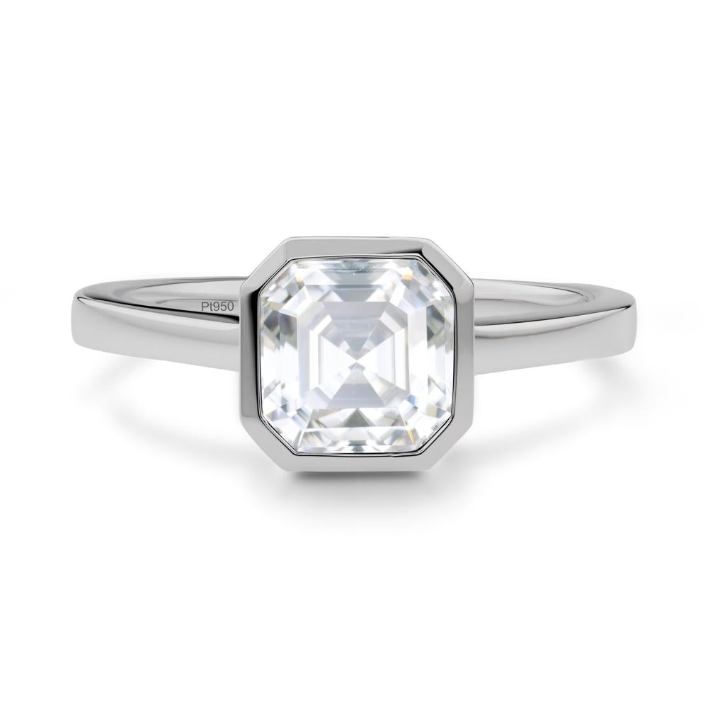 Asscher Cut Moissanite Engagement Ring - LUO Jewelry #metal_platinum