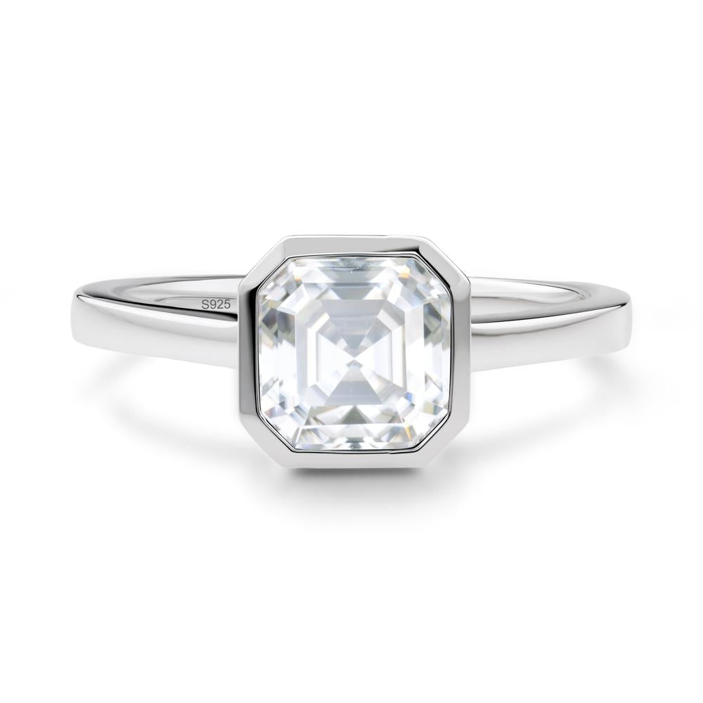 Asscher Cut Moissanite Engagement Ring - LUO Jewelry #metal_sterling silver