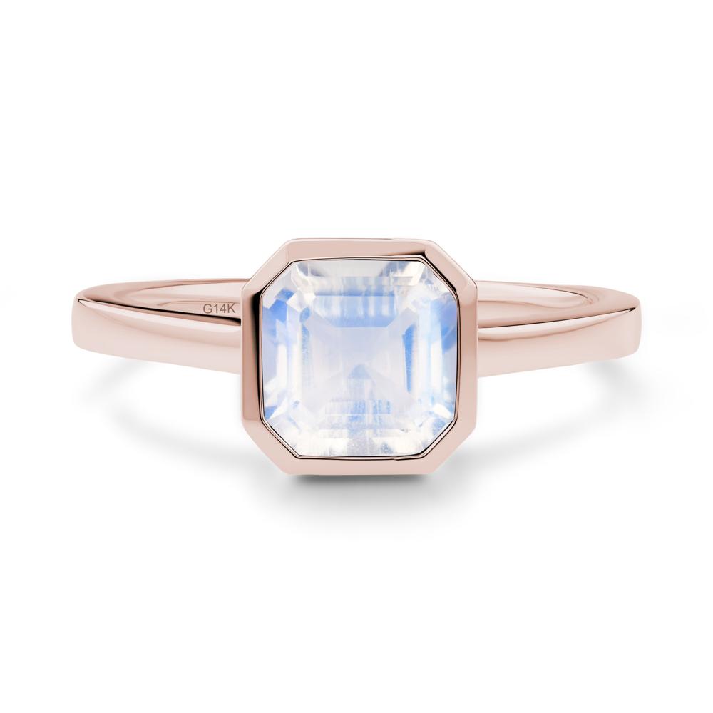 Moonstone Asscher Bezel Ring - LUO Jewelry #metal_14k rose gold