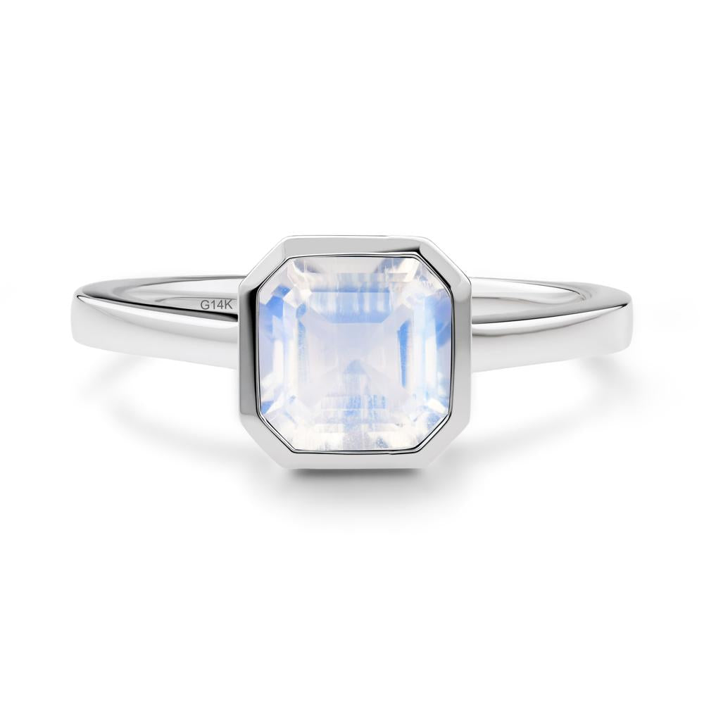 Moonstone Asscher Bezel Ring - LUO Jewelry #metal_14k white gold