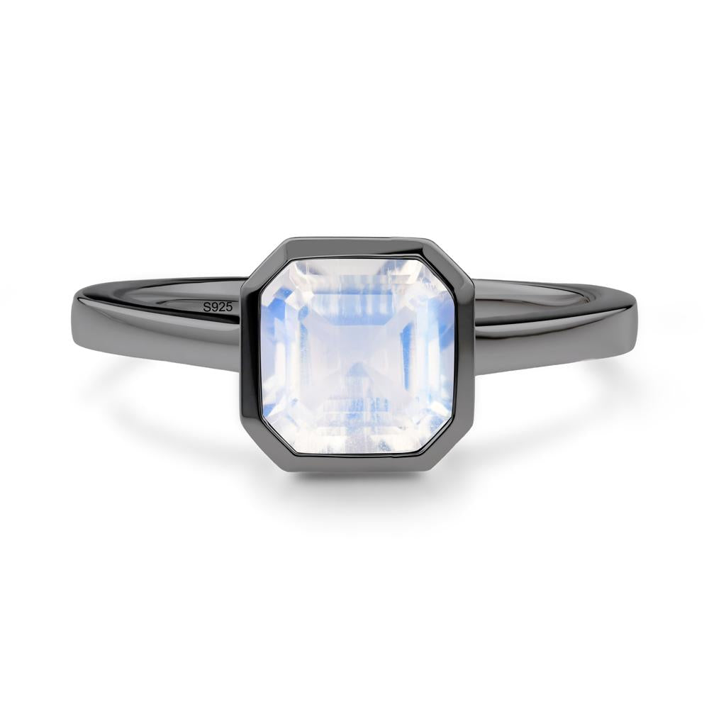 Moonstone Asscher Bezel Ring - LUO Jewelry #metal_black finish sterling silver