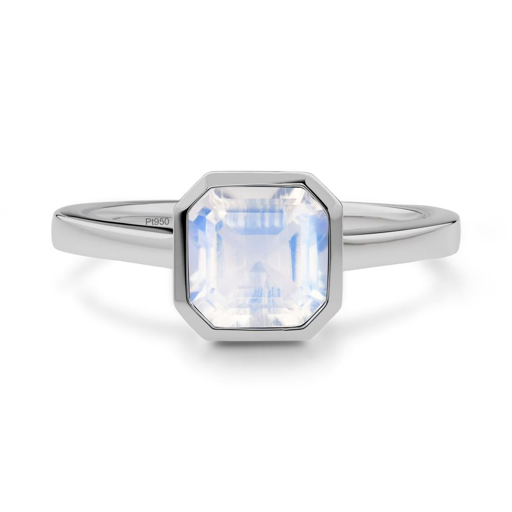 Moonstone Asscher Bezel Ring - LUO Jewelry #metal_platinum