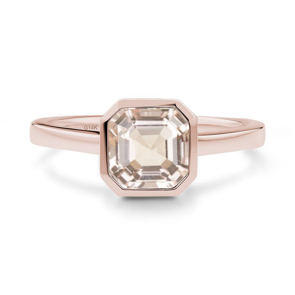 Asscher Cut Morganite Engagement Ring - LUO Jewelry #metal_14k rose gold