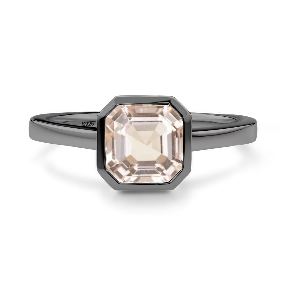 Asscher Cut Morganite Engagement Ring - LUO Jewelry #metal_black finish sterling silver
