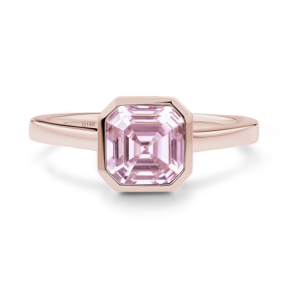 Pink Cubic Zirconia Asscher Bezel Ring - LUO Jewelry #metal_14k rose gold