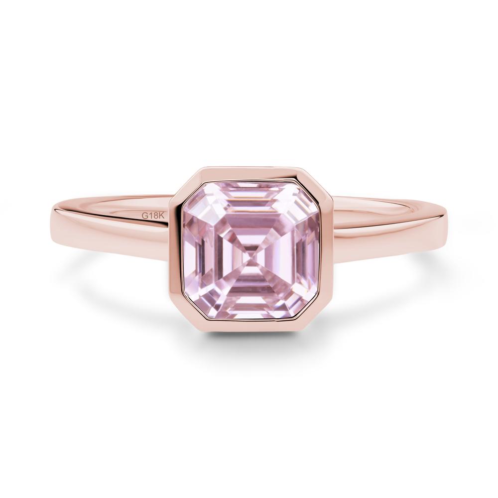 Pink Cubic Zirconia Asscher Bezel Ring - LUO Jewelry #metal_18k rose gold