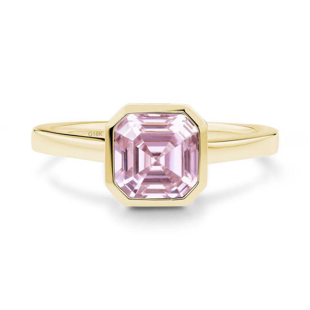 Pink Cubic Zirconia Asscher Bezel Ring - LUO Jewelry #metal_18k yellow gold