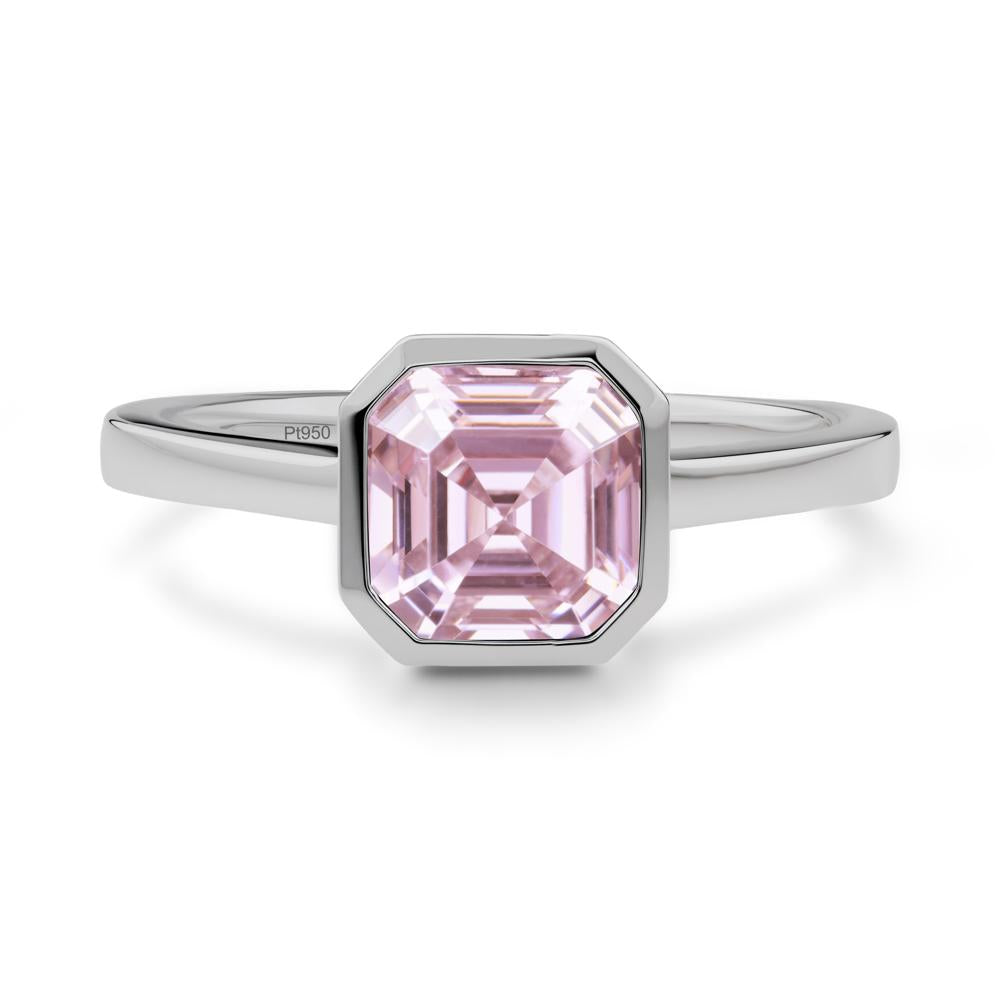 Pink Cubic Zirconia Asscher Bezel Ring - LUO Jewelry #metal_platinum