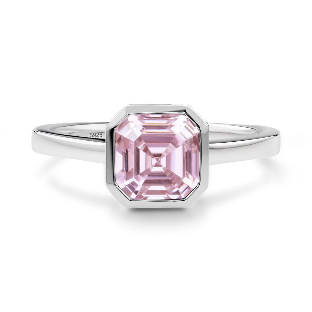 Pink Cubic Zirconia Asscher Bezel Ring - LUO Jewelry #metal_sterling silver