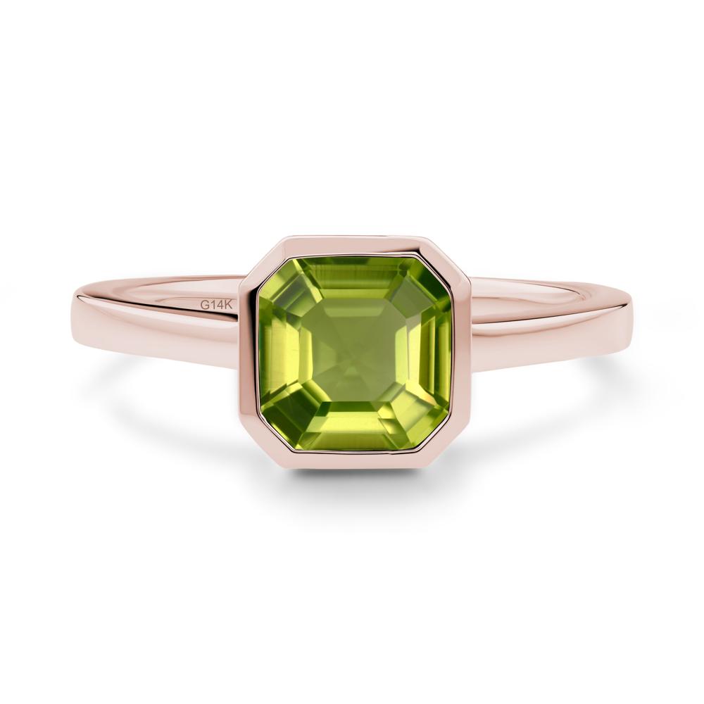 Asscher Cut Peridot Engagement Ring - LUO Jewelry #metal_14k rose gold