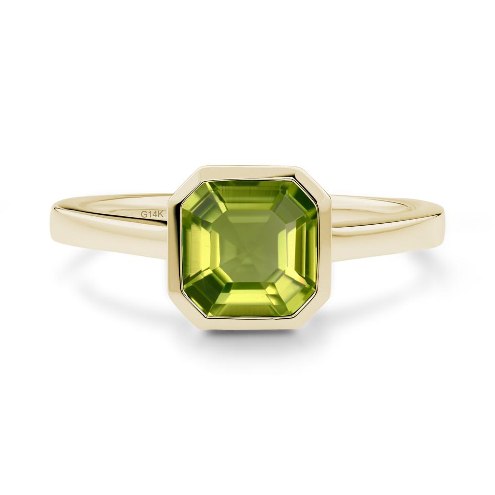 Asscher Cut Peridot Engagement Ring - LUO Jewelry #metal_14k yellow gold