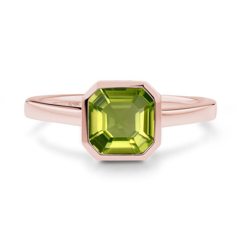 Asscher Cut Peridot Engagement Ring - LUO Jewelry #metal_18k rose gold
