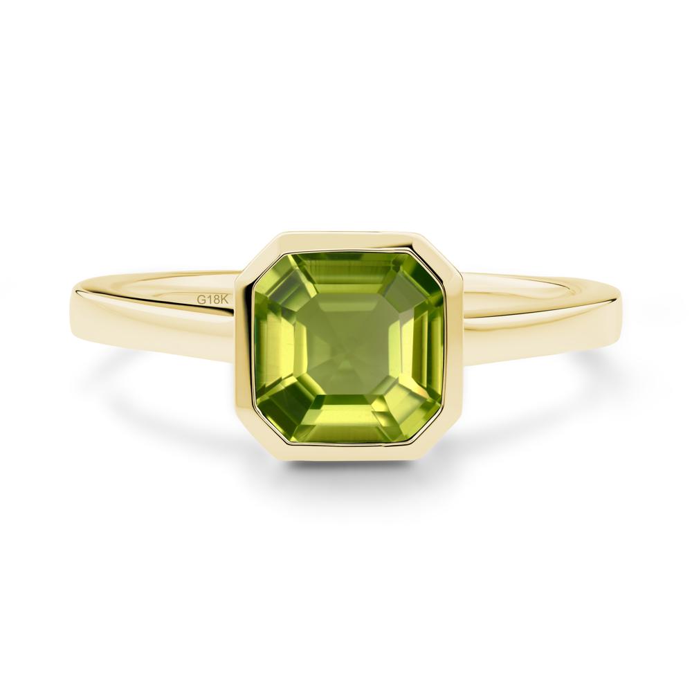 Asscher Cut Peridot Engagement Ring - LUO Jewelry #metal_18k yellow gold