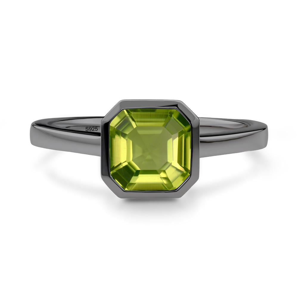 Asscher Cut Peridot Engagement Ring - LUO Jewelry #metal_black finish sterling silver